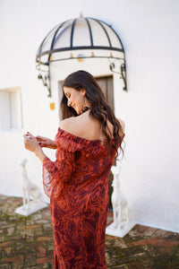 Vestido mangas abullonadas estampado