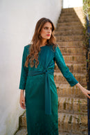 Vestido lazada gasa y brocado