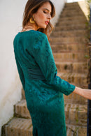 Vestido lazada gasa y brocado