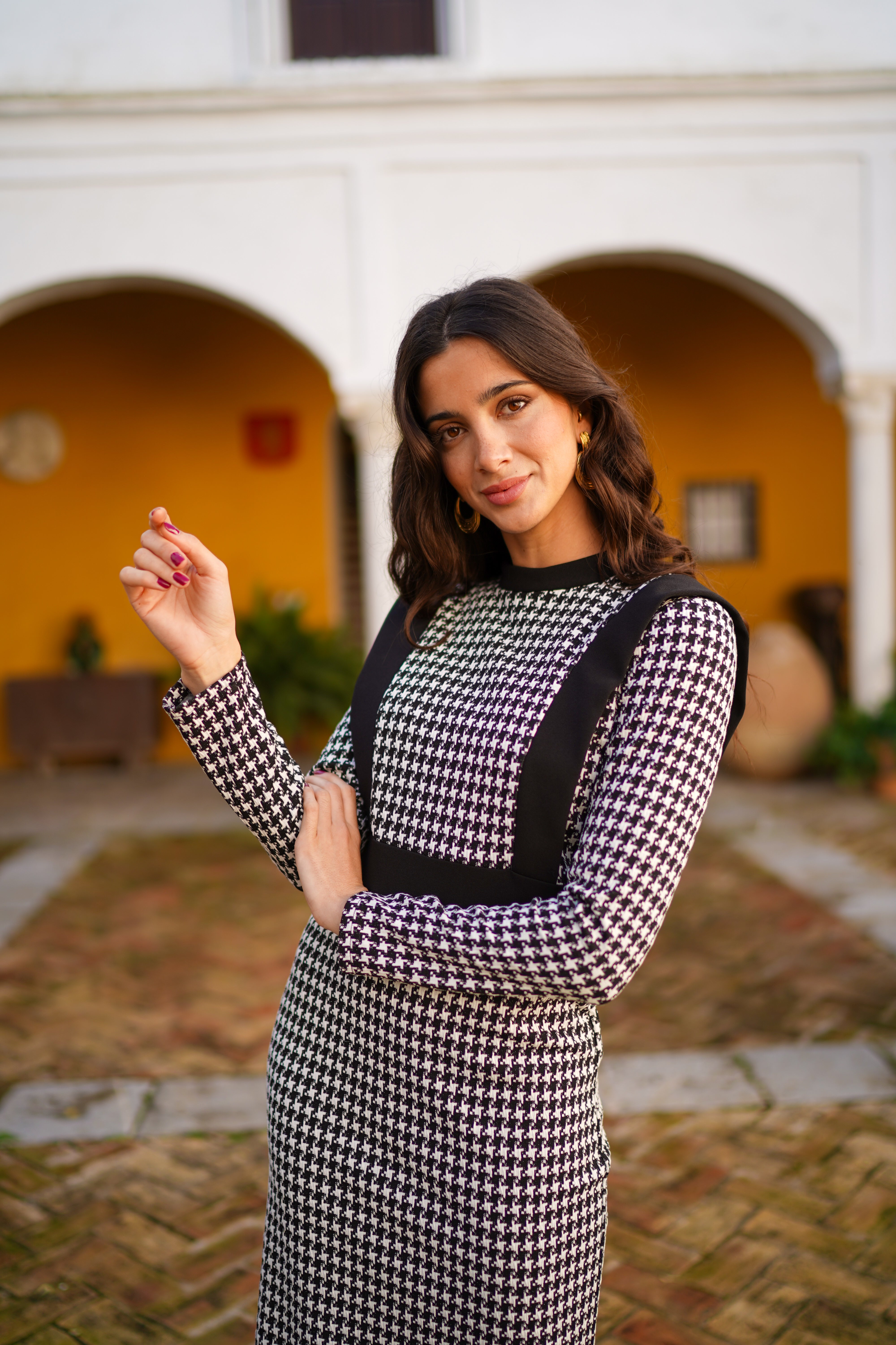 Vestido bicolor estampado