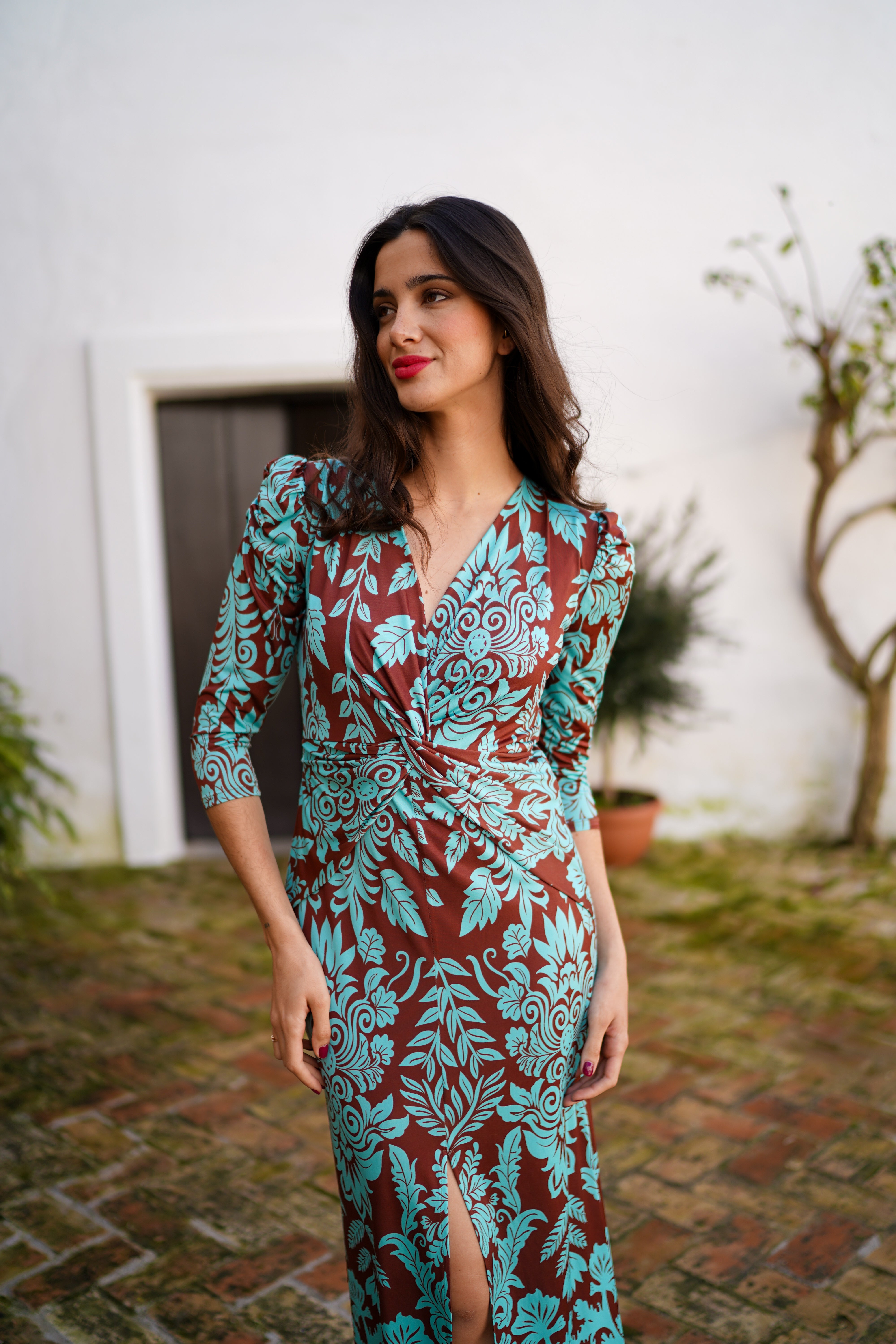 Vestido Nudo centro estampado