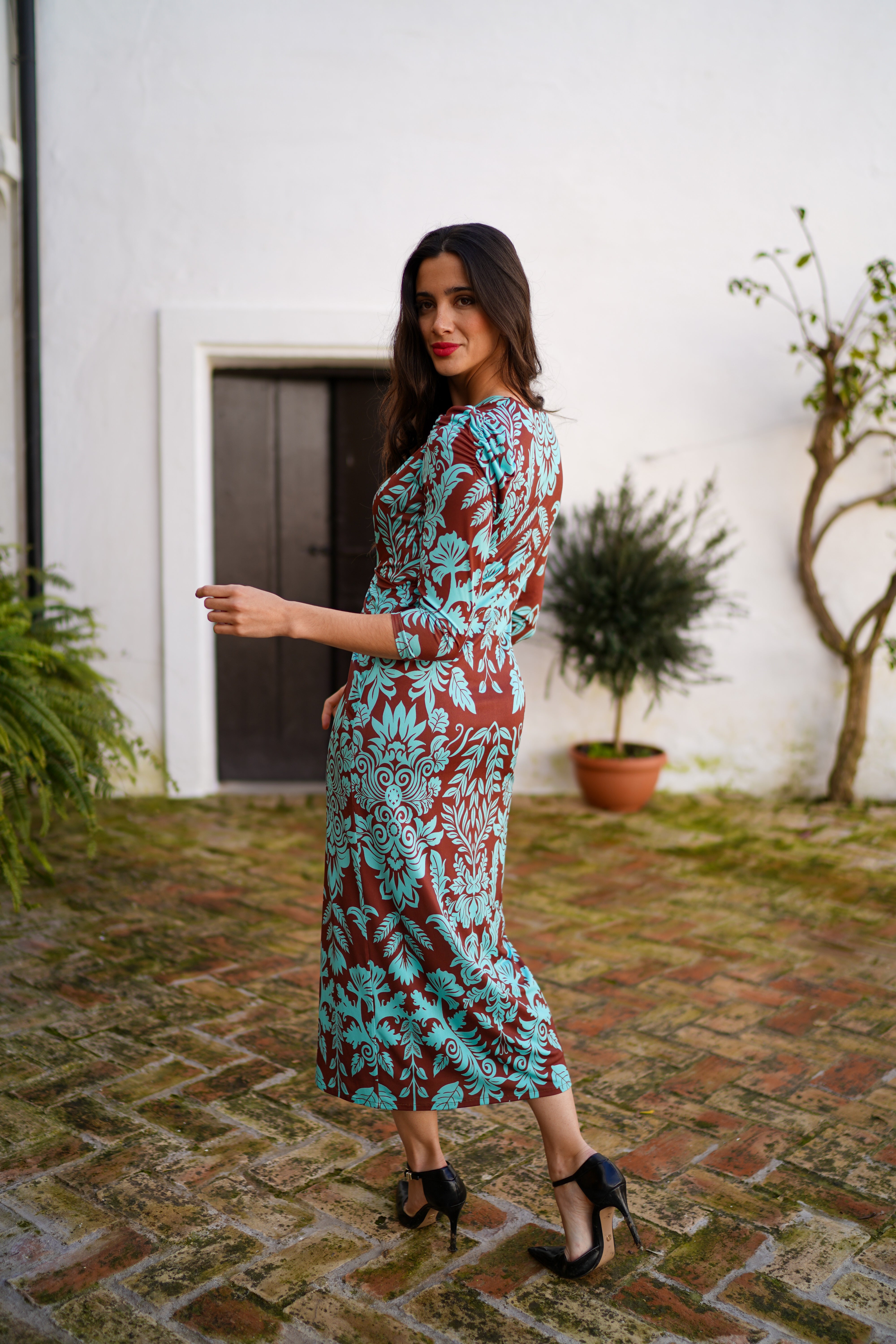 Vestido Nudo centro estampado