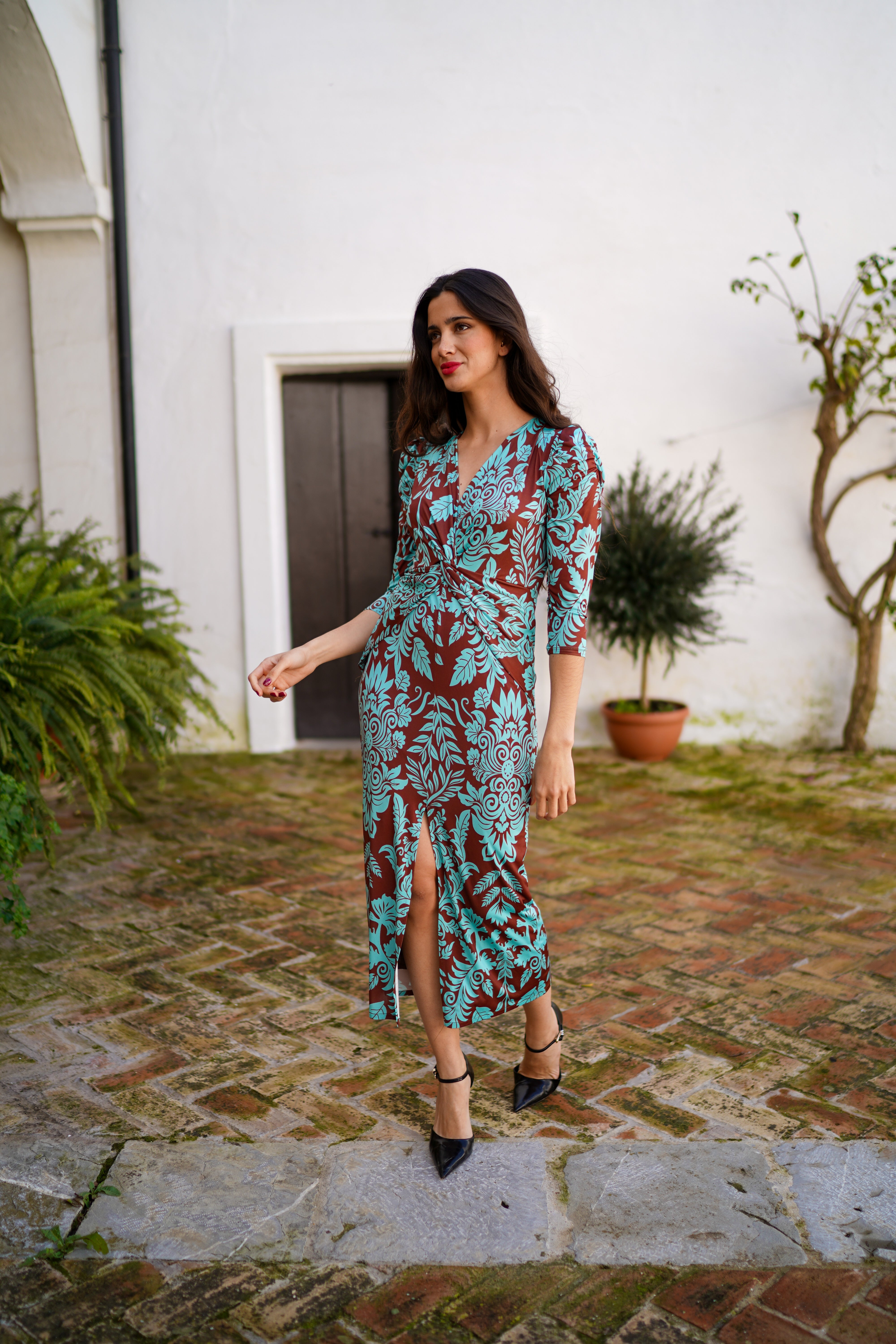 Vestido Nudo centro estampado
