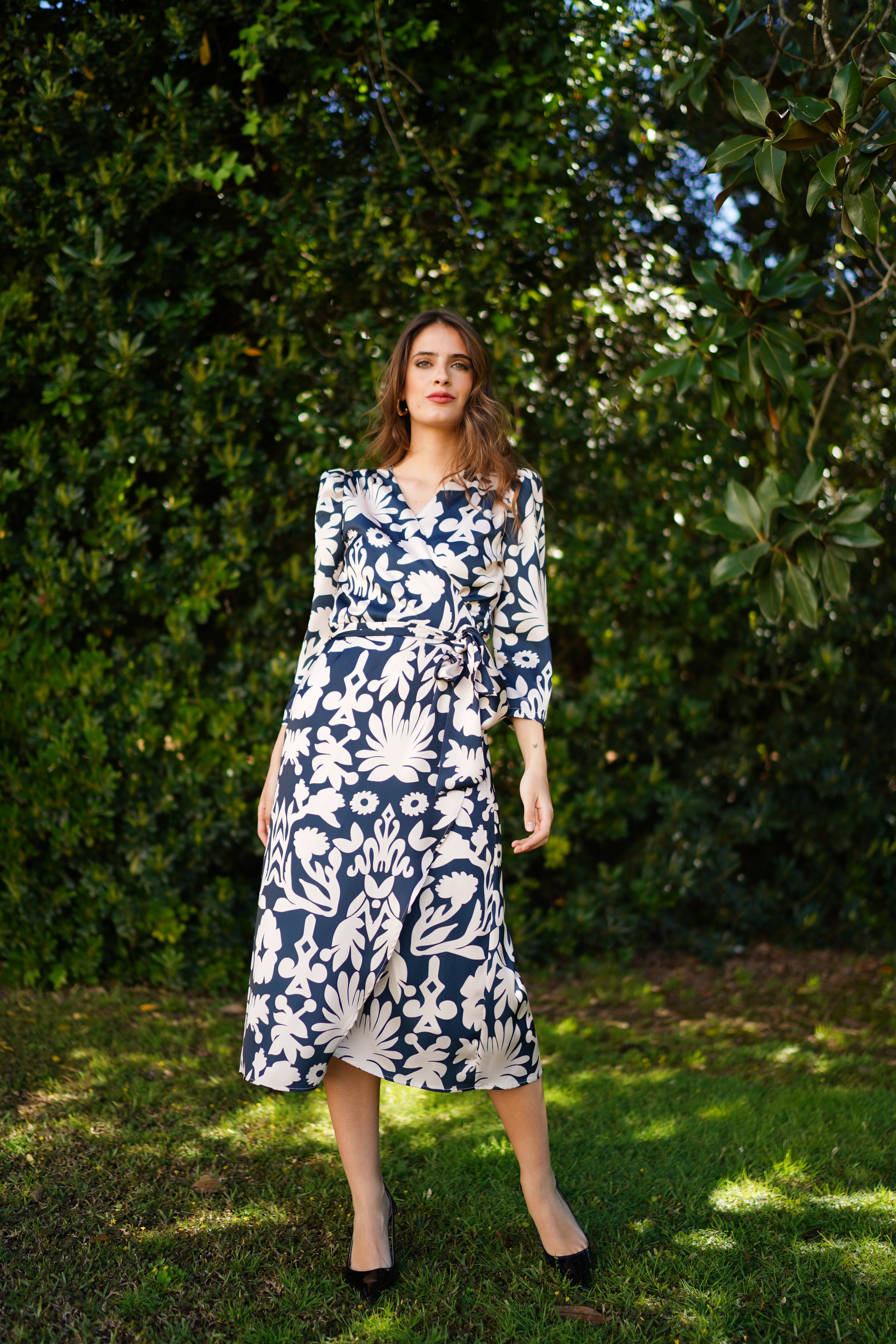 Vestido cruzado estampado