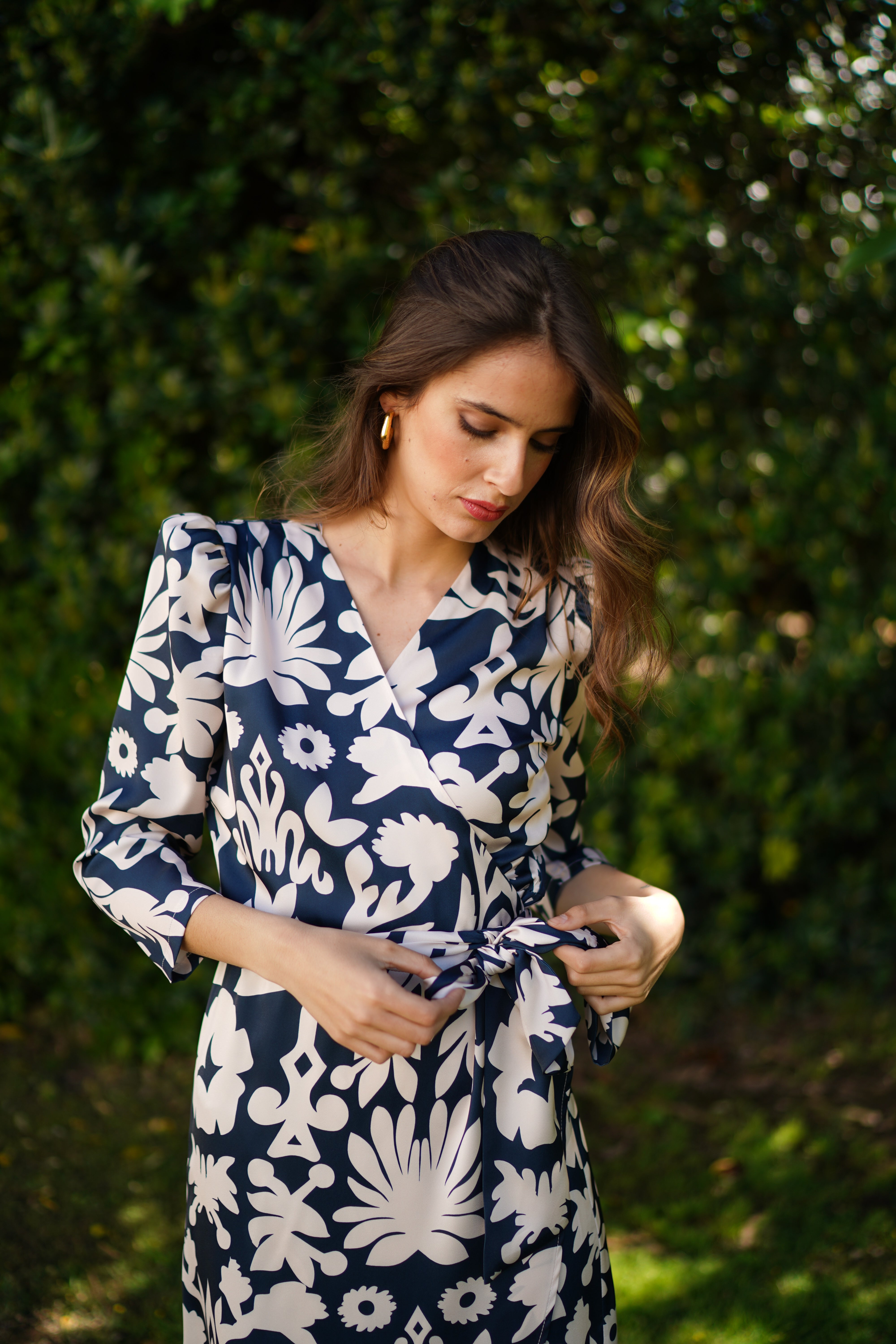 Vestido cruzado estampado