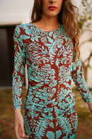 Vestido drapeado estampado