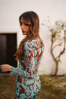 Vestido drapeado estampado