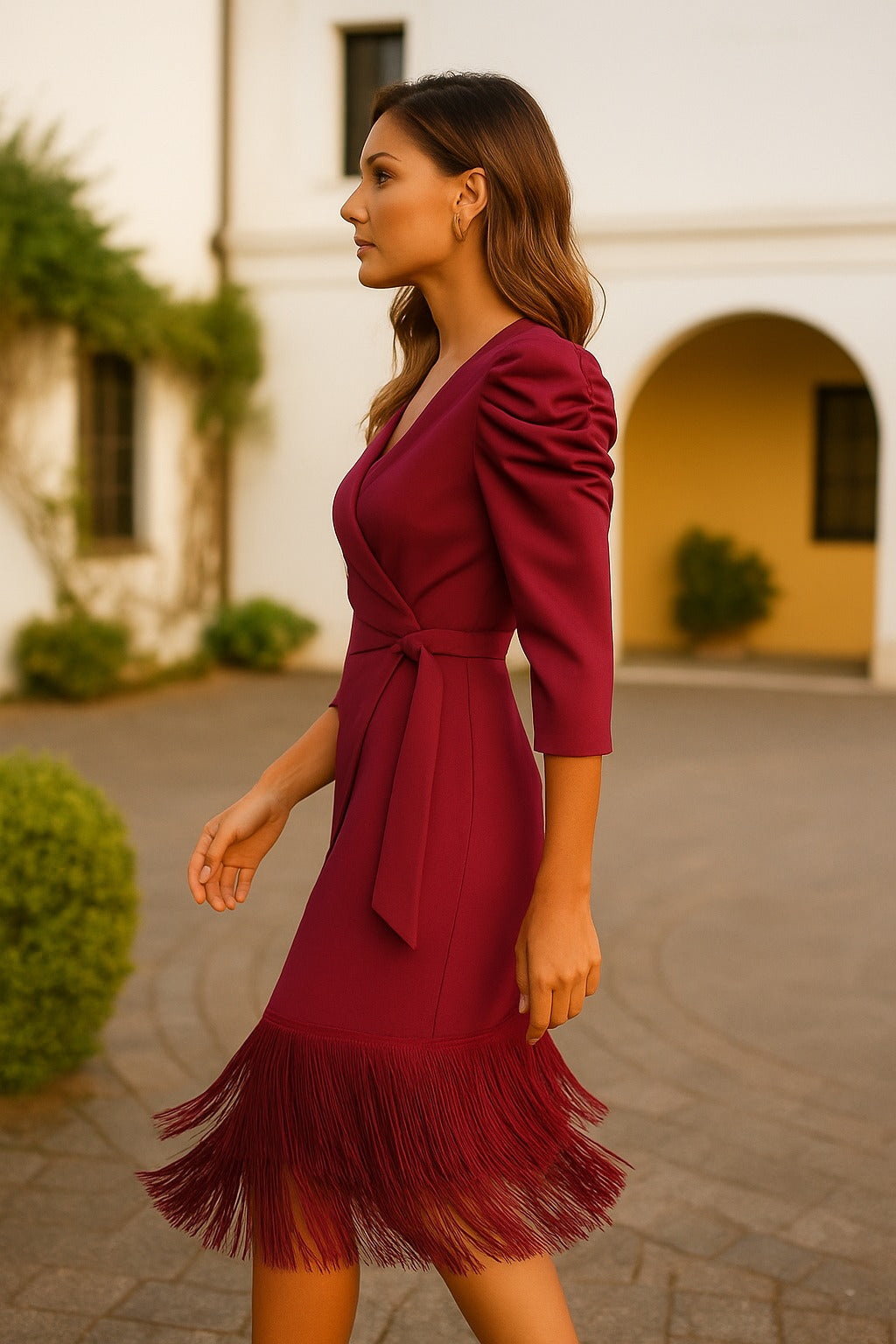 Vestido doble fleco
