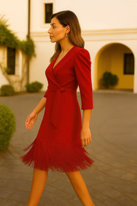 Vestido doble fleco Rojo