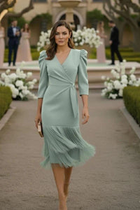 Vestido doble fleco Celeste