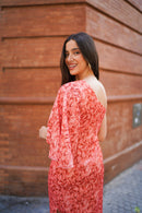 Vestido desigual manga trompeta