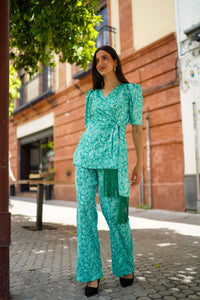 Conjunto estampado fajin flecos