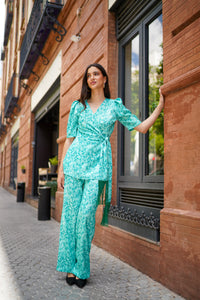 Conjunto estampado fajin flecos