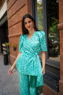 Conjunto estampado fajin flecos