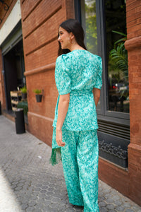 Conjunto estampado fajin flecos