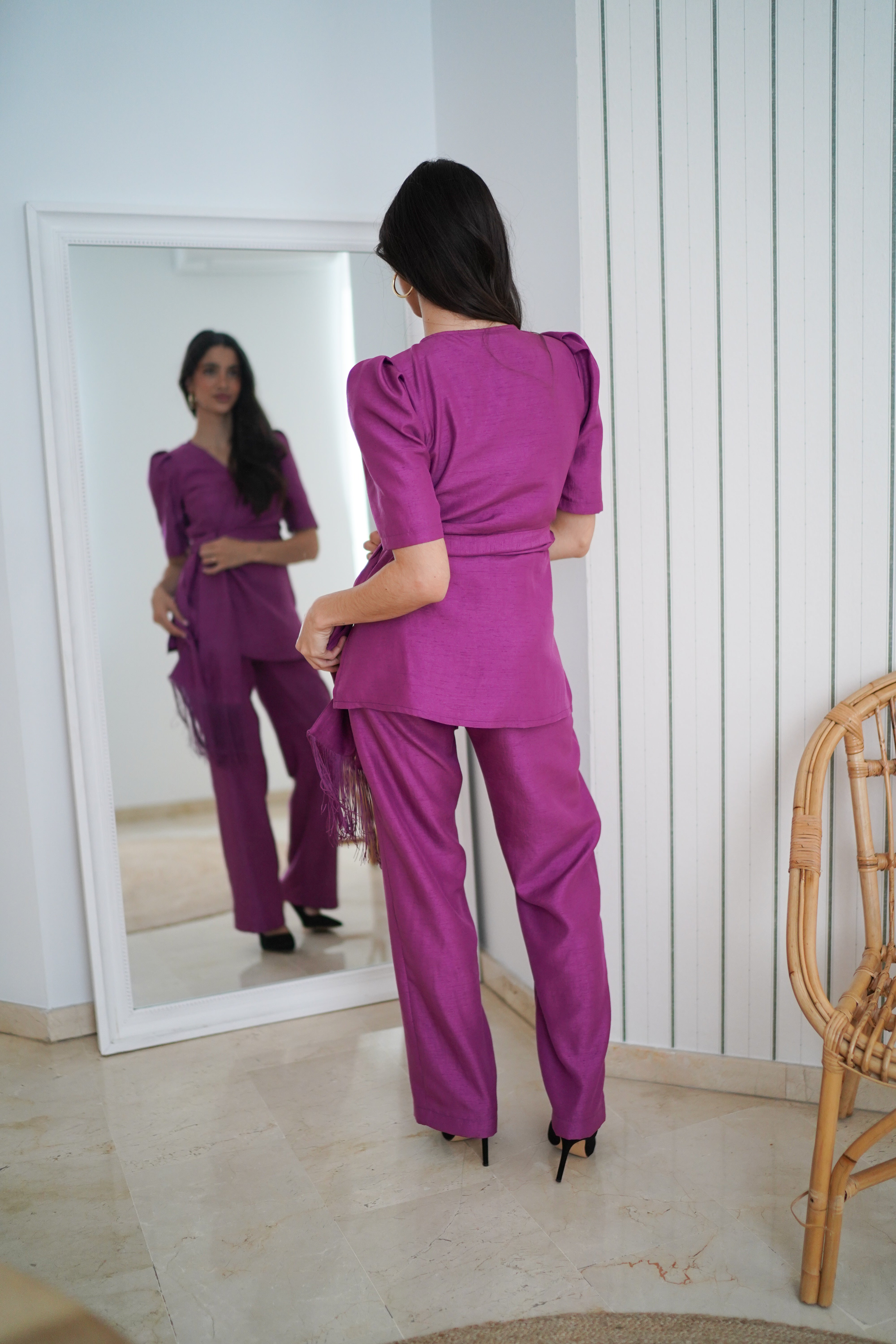 Conjunto Liso fajin flecos