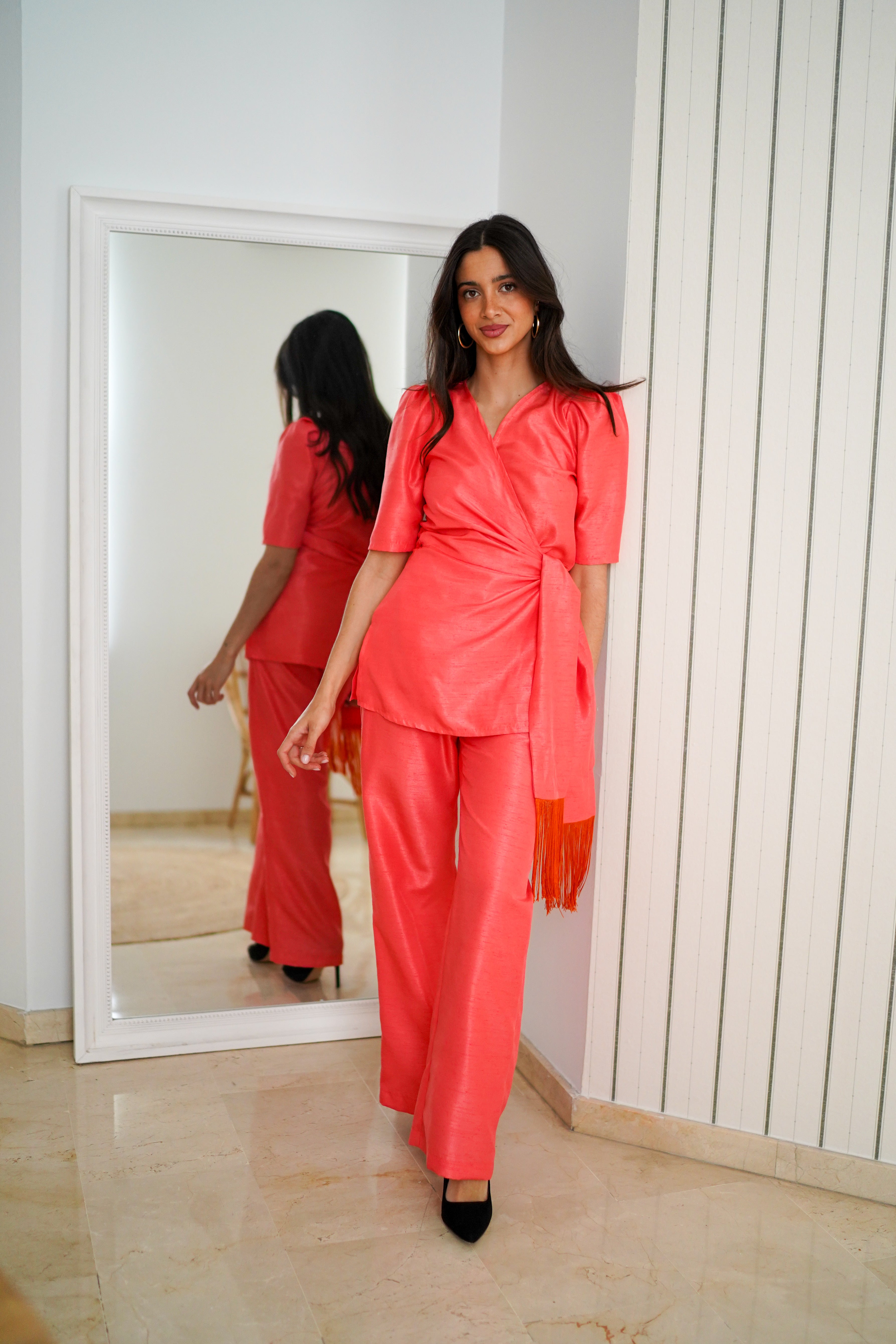 Conjunto Liso fajin flecos