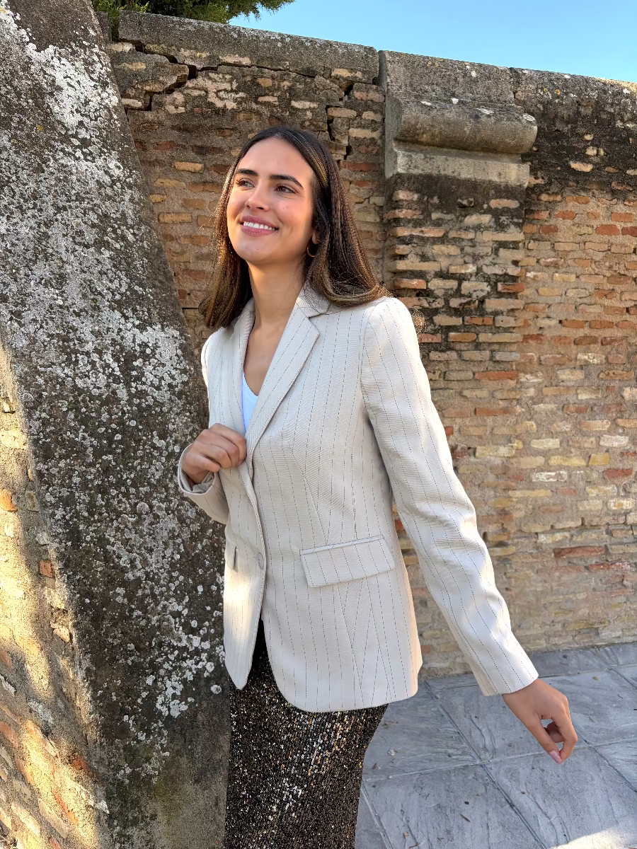 Blazer Bilbao rayas beige