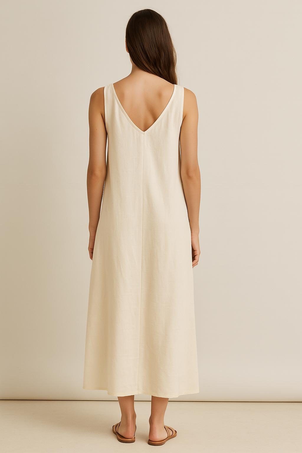 Vestido Cayu Lino Playero con Bolsillos - Iciar y Candela