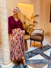 Falda Estampado Flores Rosas