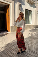 falda estampada caldera y marrón