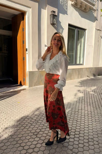 falda estampada caldera y marrón