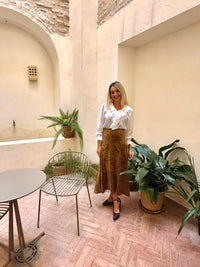 Falda Estampada Mostaza