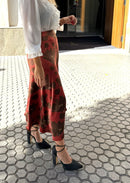 falda estampada caldera y marrón