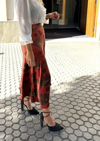 falda estampada caldera y marrón