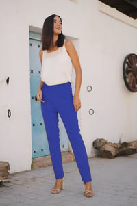 Pantalon basic pata ancha cremallera espalda