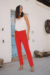 Pantalon basic pata ancha cremallera espalda