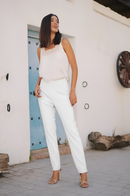 Pantalon basic pata ancha cremallera espalda