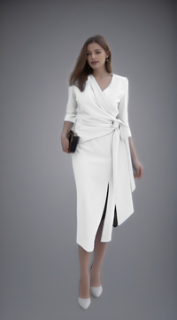 Vestido liso nudo con lazo