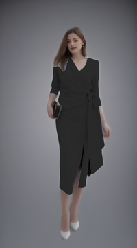 Vestido liso nudo con lazo