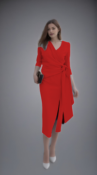 Vestido liso nudo con lazo