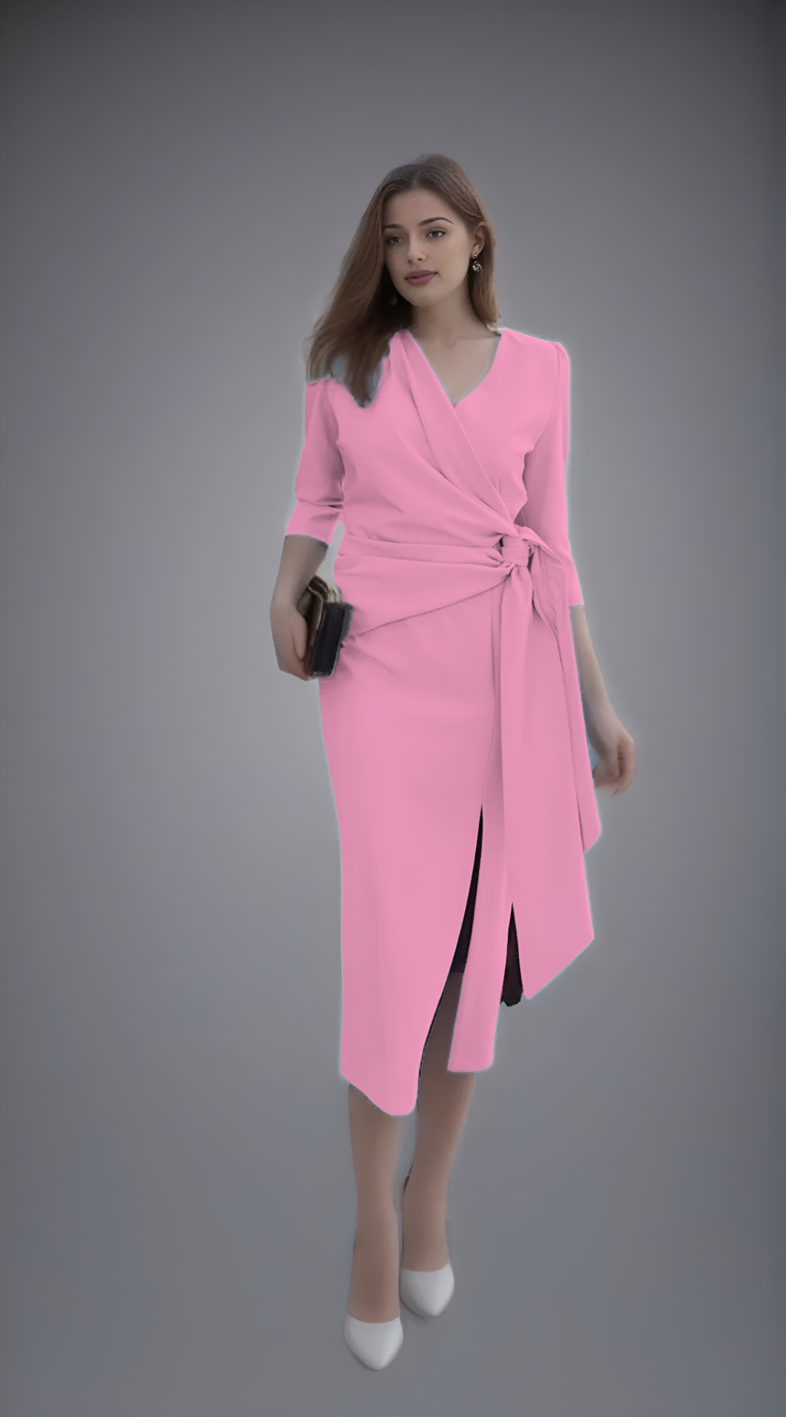 Vestido liso nudo con lazo